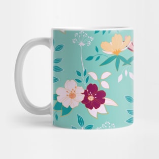 Spring floral pattern in vibrant colour combinations Mug